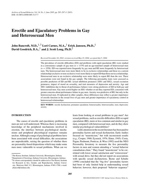 éjaculation gays|Erectile and ejaculatory problems in gay and heterosexual men.